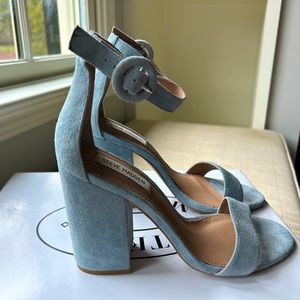 Steve Madden Blue Suede Block Heel, Size 8.5